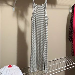 black and white striped dress